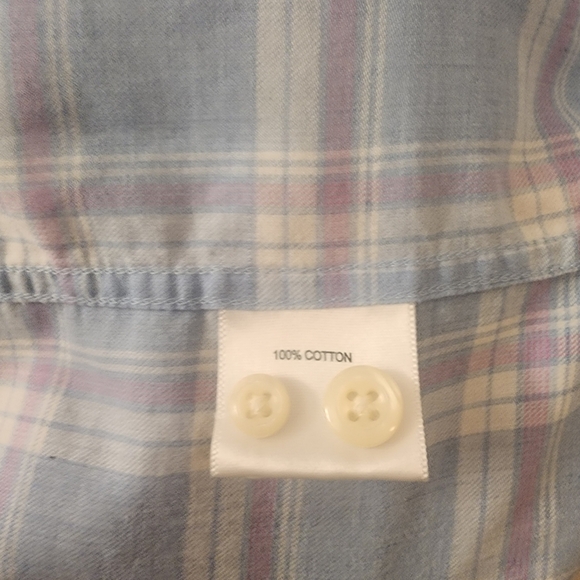 Peter Millar 100% Cotton Blue Plaid Button-Down Dress Shirt Mens Large - Picture 5 of 7